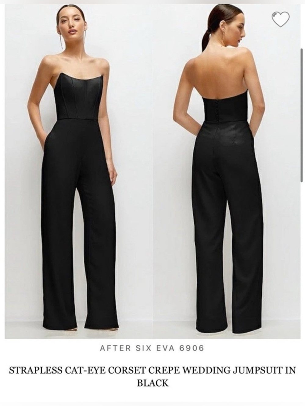 After Six Black Strapless Cat-Eye Corset Crepe Jumpsuit